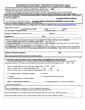 Citizenship Status Form - University of Maryland