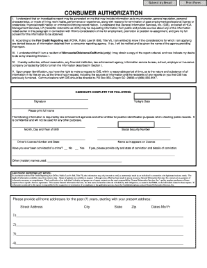 Employment Background Check Authorization Form