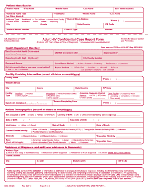 Adult HIV Confidential Case Report