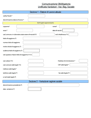Comunicazione Obbligatoria Vardatori - Var. Rag. Sociale