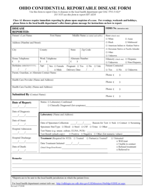 Ohio Confidential Reportable Disease Form