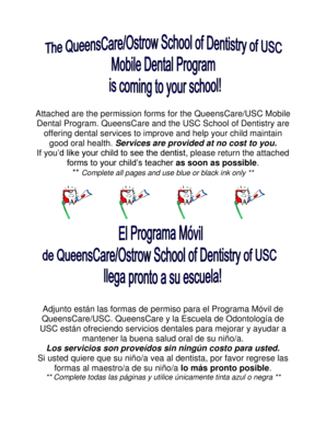 Forma de Permiso del Programa Dental Móvil QueensCare/USC