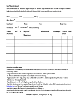 Tradeport Return/Complaint Form