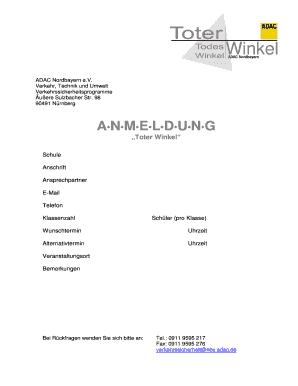 „Toter Winkel“ Schule Anmeldung