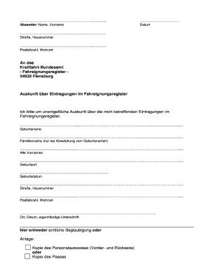 Antrag auf Auskunft aus dem Fahreignungsregister