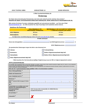 Formular zur Änderung des Internationalen Bootsscheins