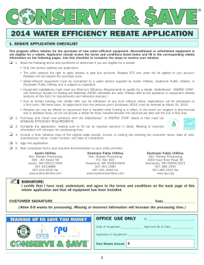 2014 Water Efficiency Rebate Application