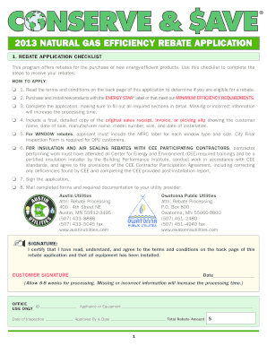 2013 Natural Gas Efficiency Rebate Application