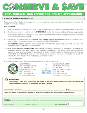 2011 Natural Gas Efficiency Rebate Application