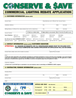 Commercial Lighting Rebate Application