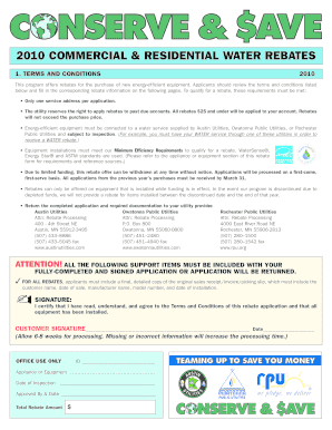 2010 Commercial and Residential Water Rebates Application