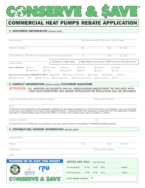 Commercial Heat Pumps Rebate Application