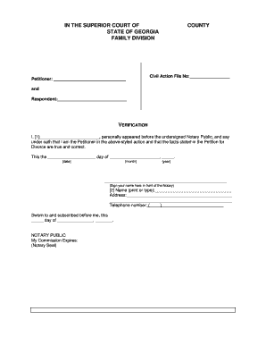 Georgia Divorce Petition Verification