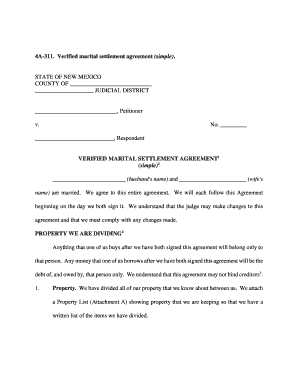 Verified Marital Settlement Agreement