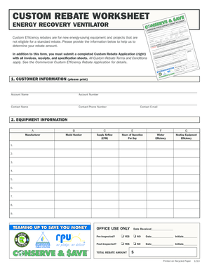 Custom Efficiency Rebate Application