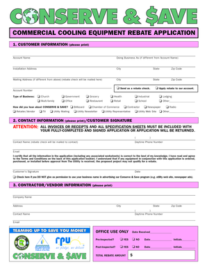 Commercial Cooling Equipment Rebate Application
