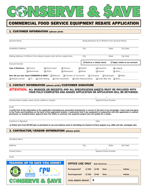 Commercial Food Service Equipment Rebate Application