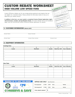 Custom Rebate Worksheet for High Volume Low Speed Fans