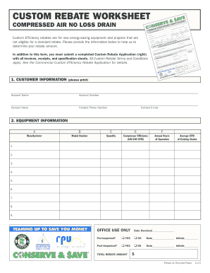 Compressed Air No Loss Drain Rebate Worksheet