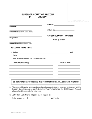 Arizona Child Support Order
