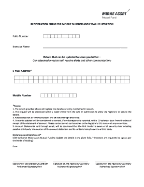 Registration Form for Mobile Number and Email ID Updation