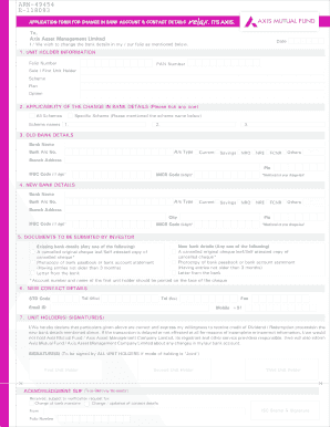 Change in Bank Account Form