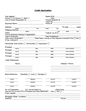 Business Credit Application Form