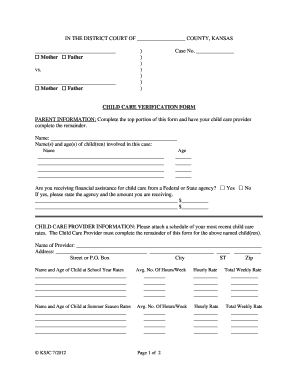Child Care Verification Form