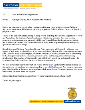California Agriculture License Plate Order Form