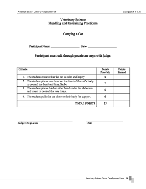Veterinary Science Handling and Restraining Practicum