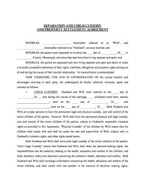 Separation and Child Custody Agreement