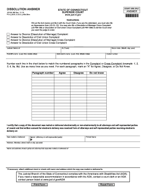 Connecticut Divorce Answer Form