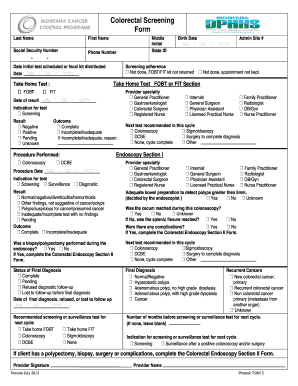 Colorectal Screening Form