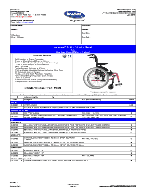 Invacare Action3 Junior Small Wheelchair Prescription Form