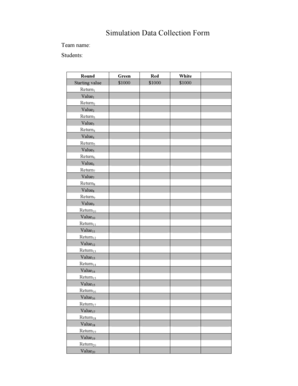 Simulation Data Collection Form