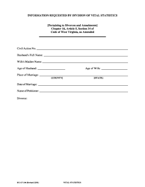 West Virginia Divorce and Annulment Form