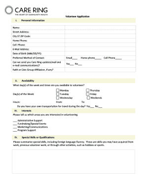 Volunteer Application Form