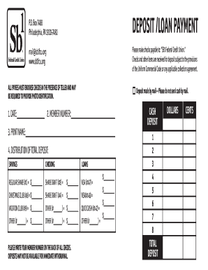 SB1 Federal Credit Union Deposit Slip