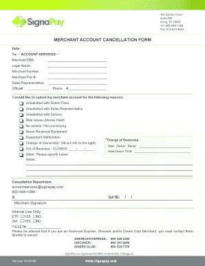 Merchant Account Cancellation Form