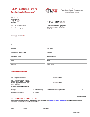 FLEX Registration Form for Certified Agile Essentials