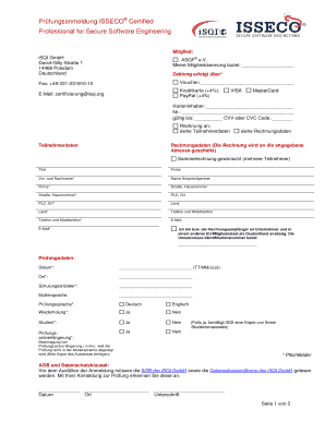 Prüfungsanmeldung ISSECO® Certified Professional for Secure Software Engineering