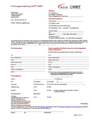 Prüfungsanmeldung iSQI® CMBT