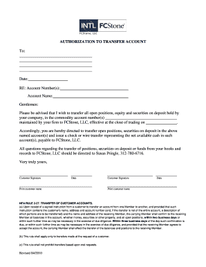 Authorization to Transfer Account