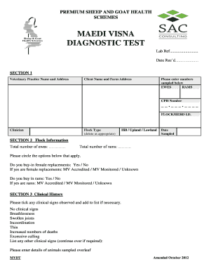 Maedi Visna Diagnostic Test Form