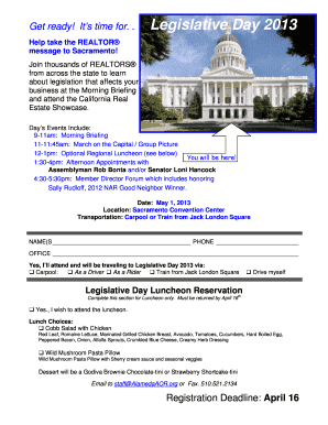 Legislative Day 2013 Registration Form