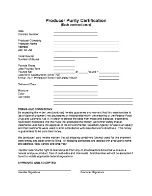 Producer Purity Certification