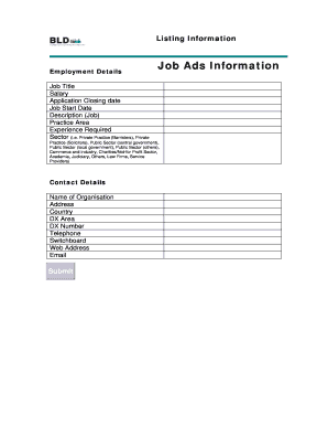 Job Advertisement Form