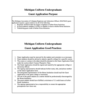 Michigan Uniform Undergraduate Guest Application
