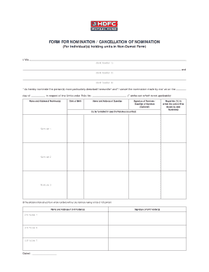HDFC Mutual Fund Nomination Form