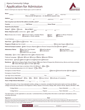 Alpena Community College Application for Admission